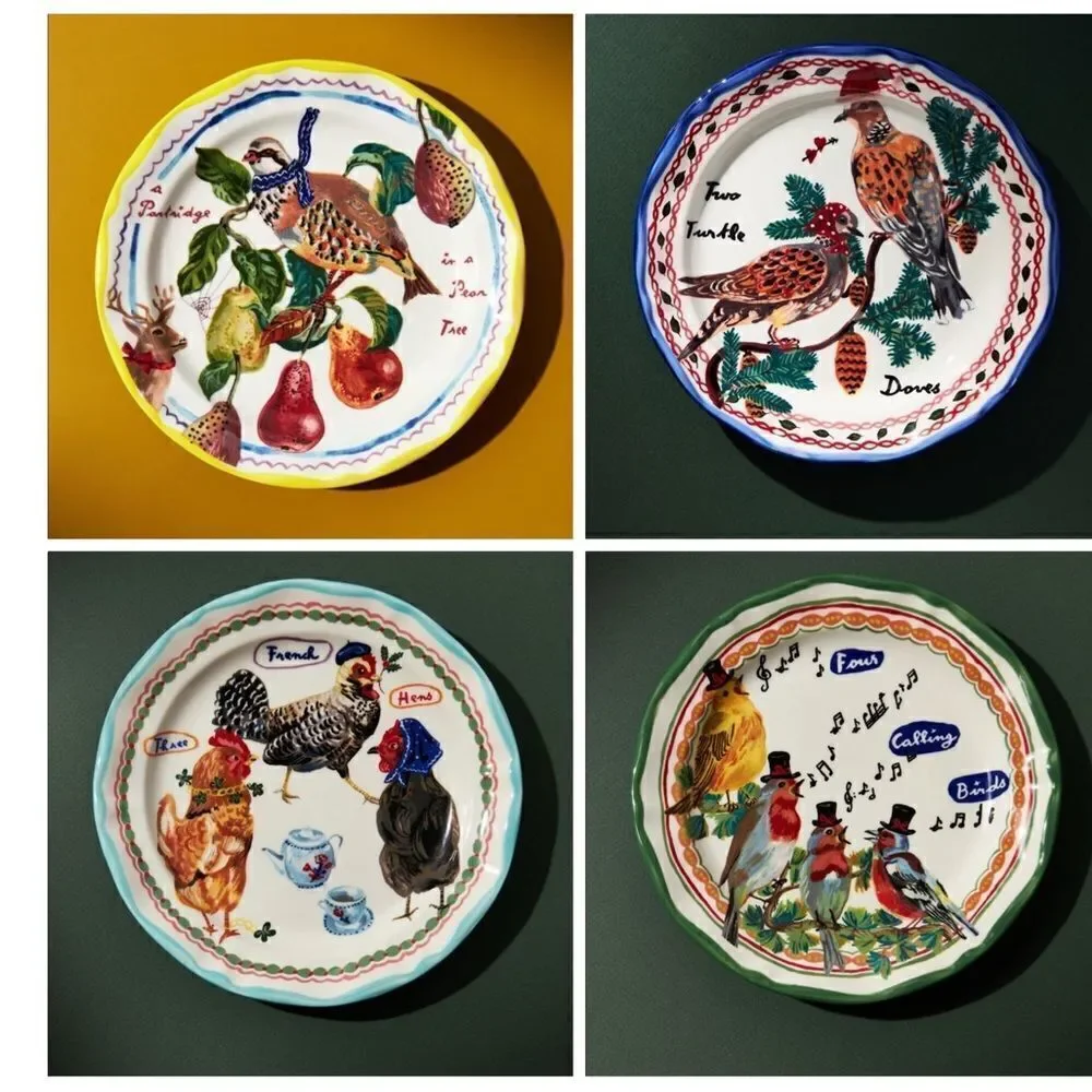 Anthropologie Nathalie Lete 12 Days of Christmas Dessert Plates - Set of…